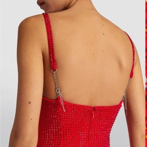 AREA Crystal Embellished Gown in Red - Picture 5 of 8